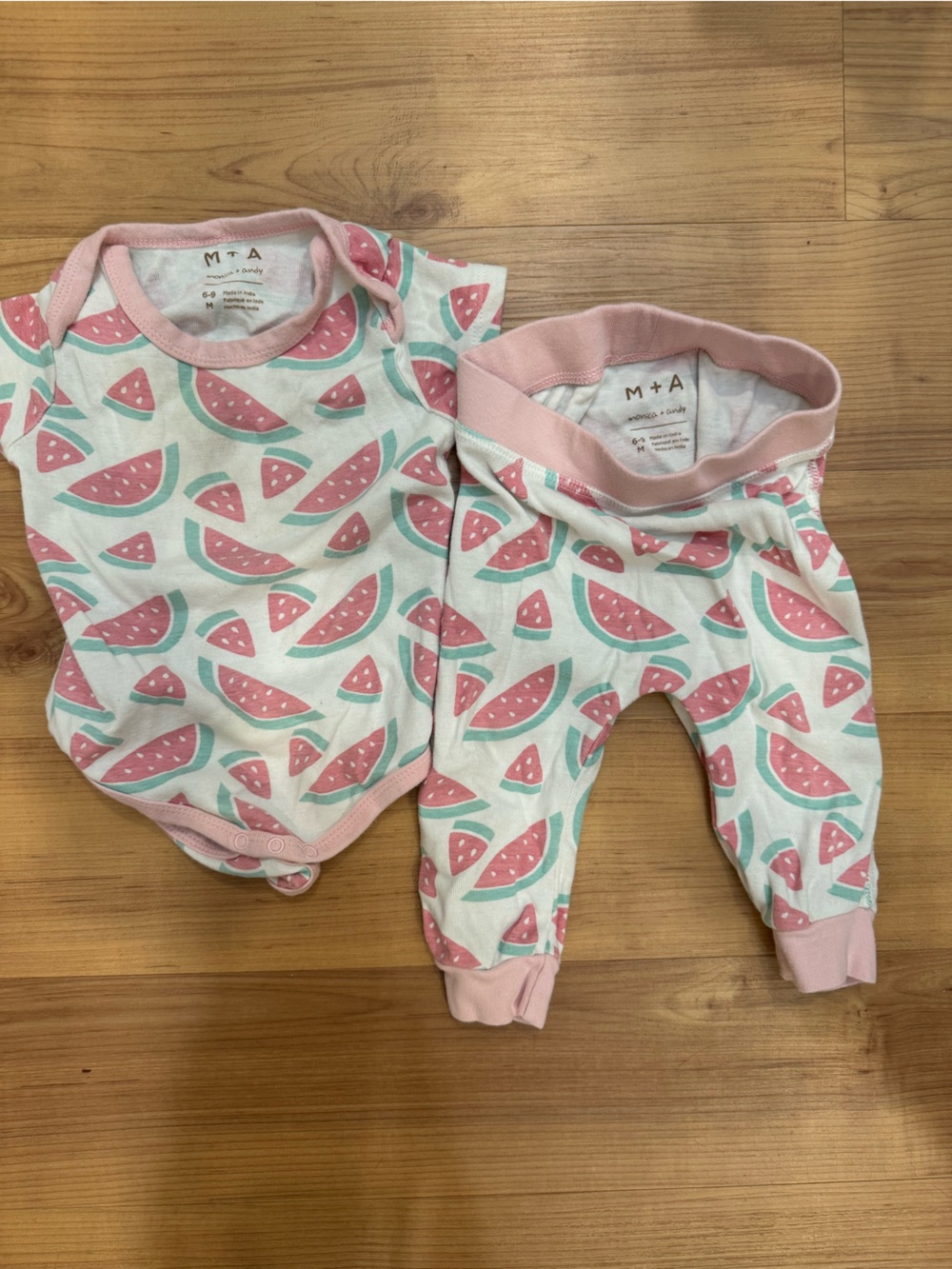 Monica + Andy Organic Watermelon Bodysuit & Pants Set 6-9 Months